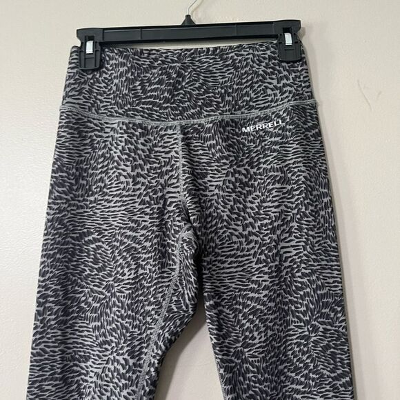 Merrell Black Gray Abstract Pattern Full Length Workout Athletic Leggings Size S - Picture 3 of 7